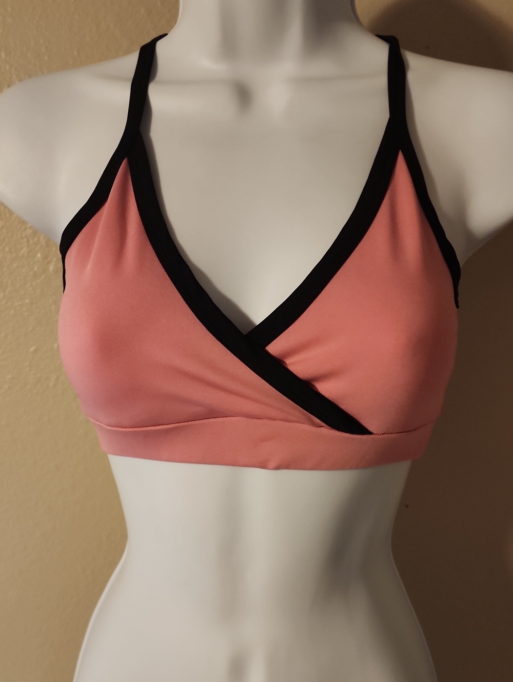Kids Pink Wrap-Style Bralette with Black Trim